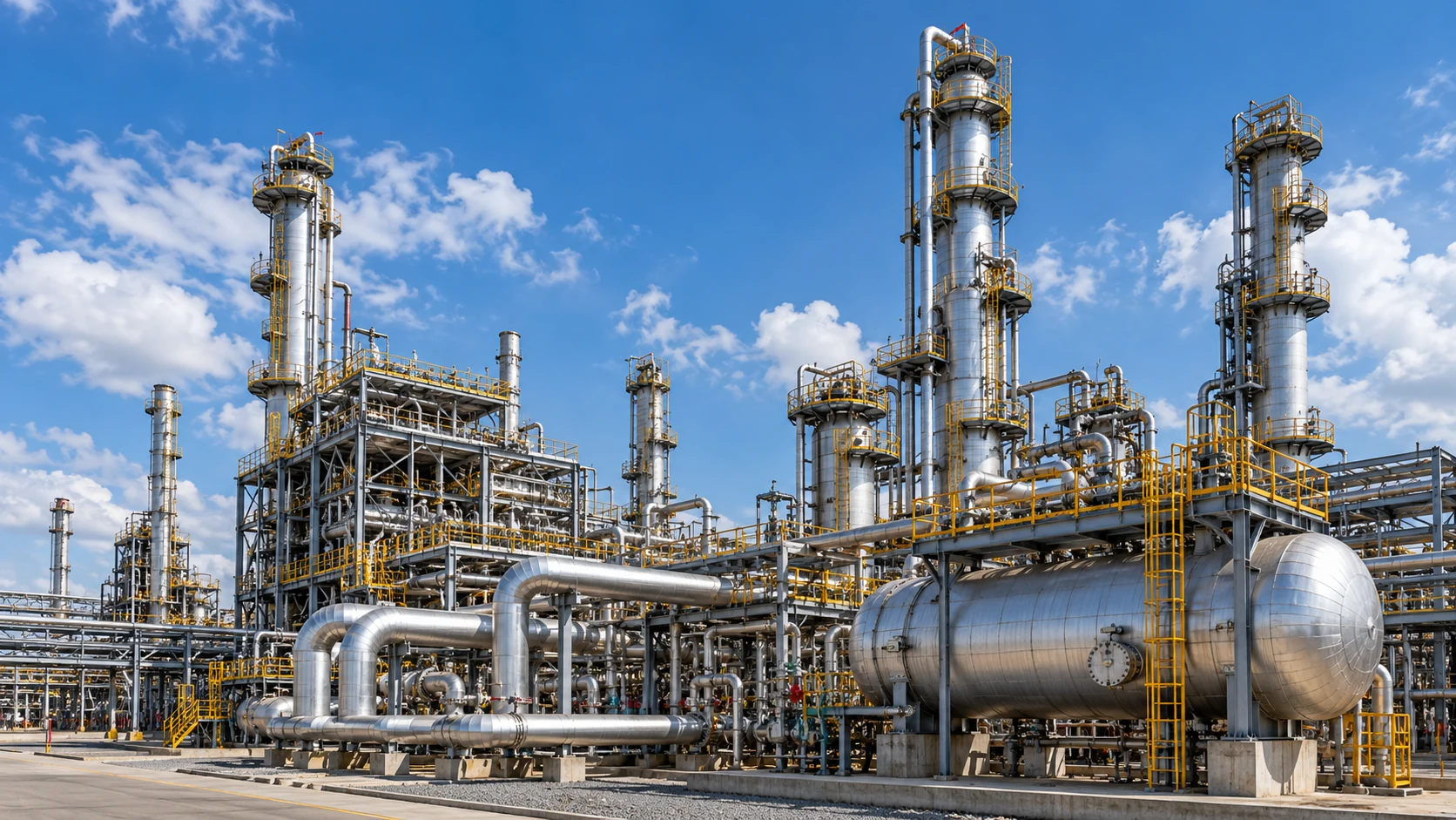 Ilustrasi kilang minyak dan instalasi pengolahan industri Oil and Gas